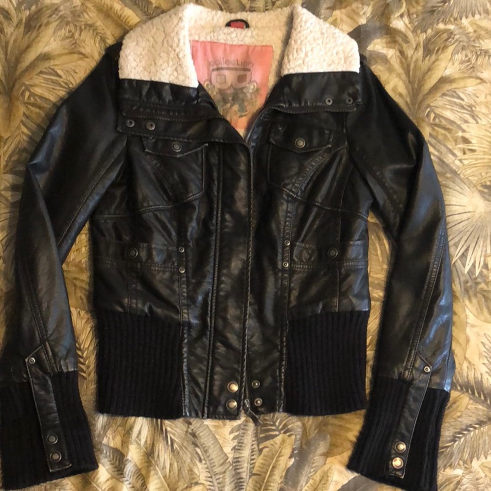 Bernardo Brown Faux Leather Jacket size S